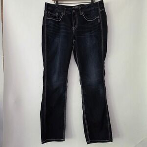 Silver Jeans Co Frances Bootcut Dark Wash Contrast Stitch Women 18/33